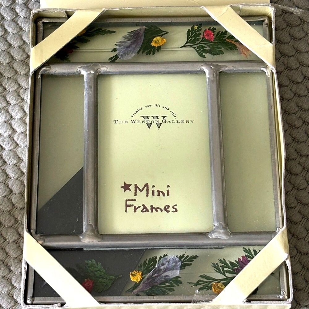 The Weston Gallery Glass Pine & Dried Flower Accents 2 x 3" Mini Picture Frame